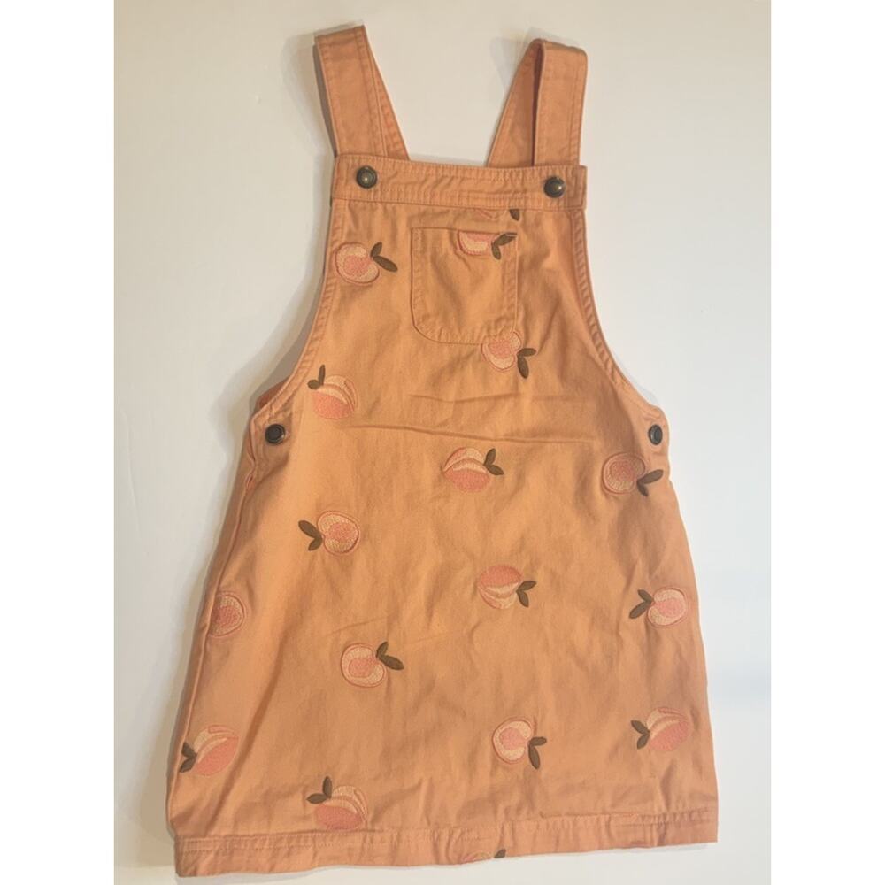 Isaac Mizrahi Girls Overall Dress Peach Embroidered Orange Size 6